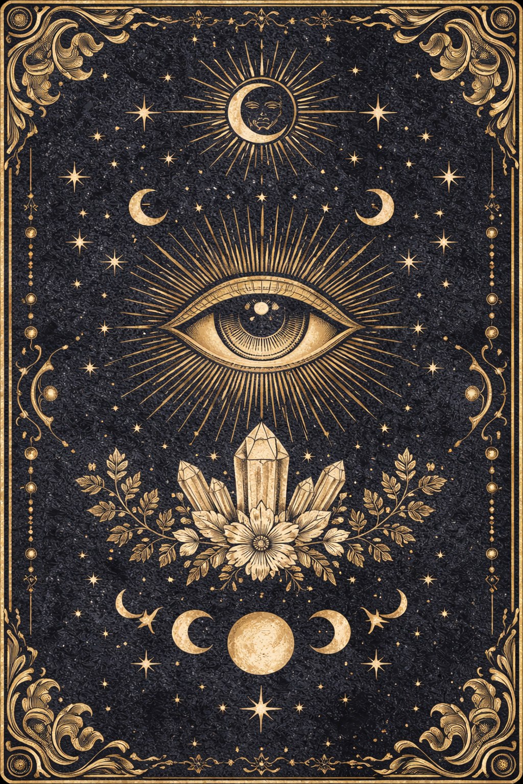 Mistik uygulamasında kullanılan gerçek altın detaylı tarot kartı arkası