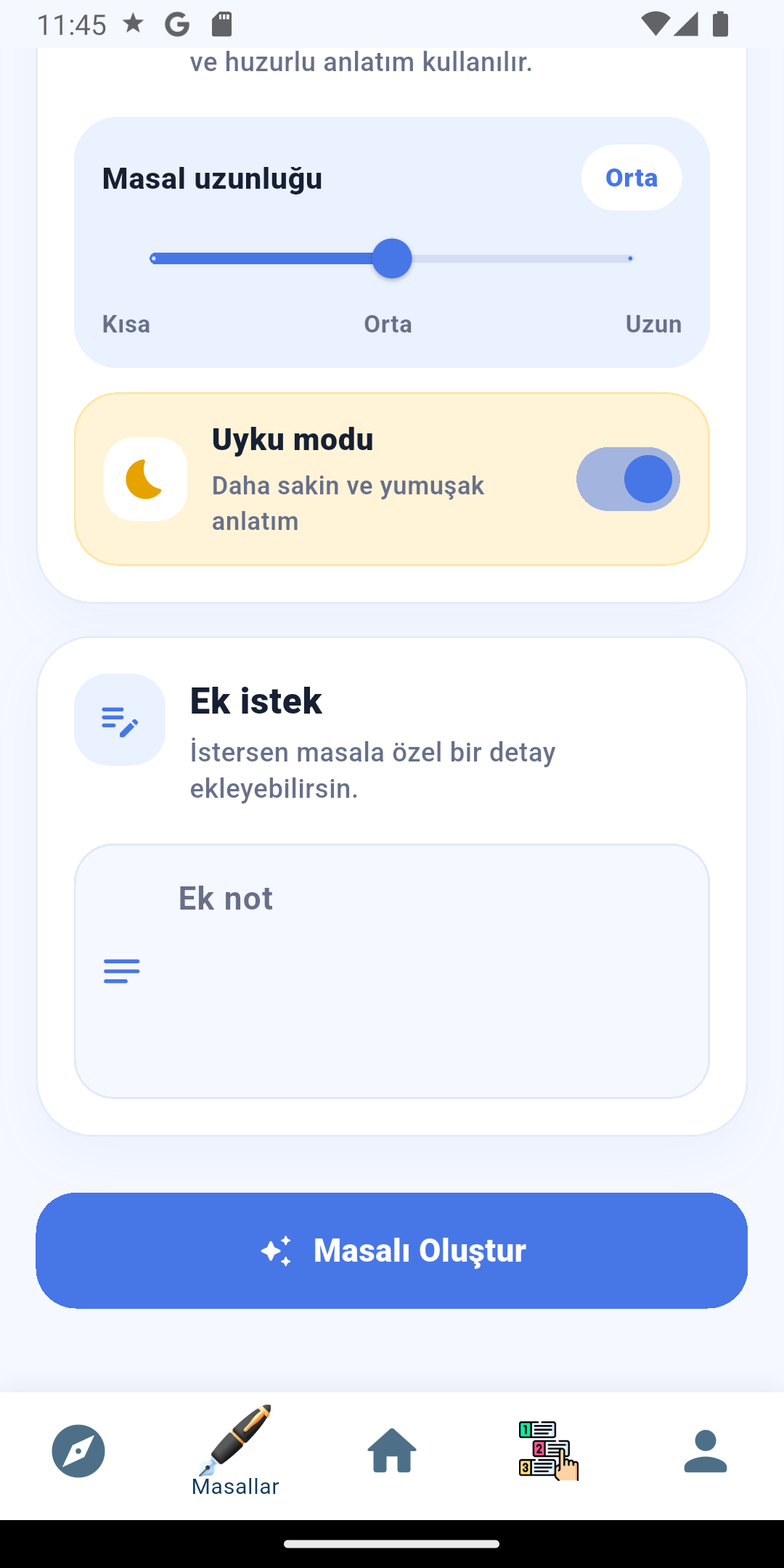 Mistory masal ayrıntıları ekranı